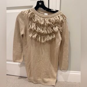 Chic Beige Fringed Kids Dress